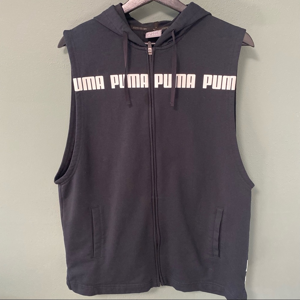 Puma black sleeveless workout hoodie size large
